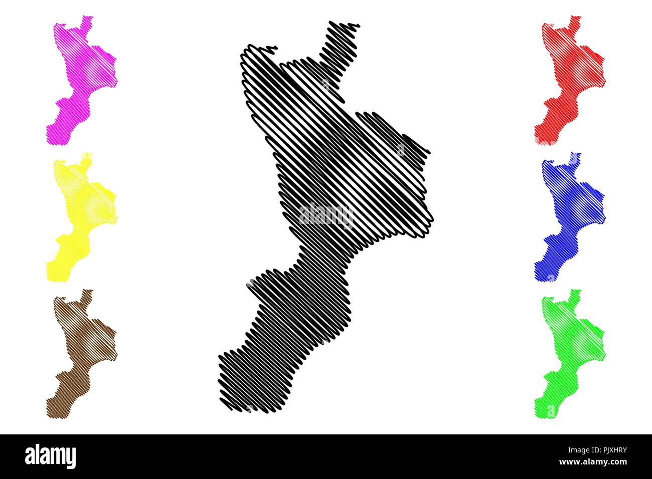 Calabre (région autonome de l'Italie, Bruttium) map vector illustration, scribble sketch carte Calabre Illustration de Vecteur