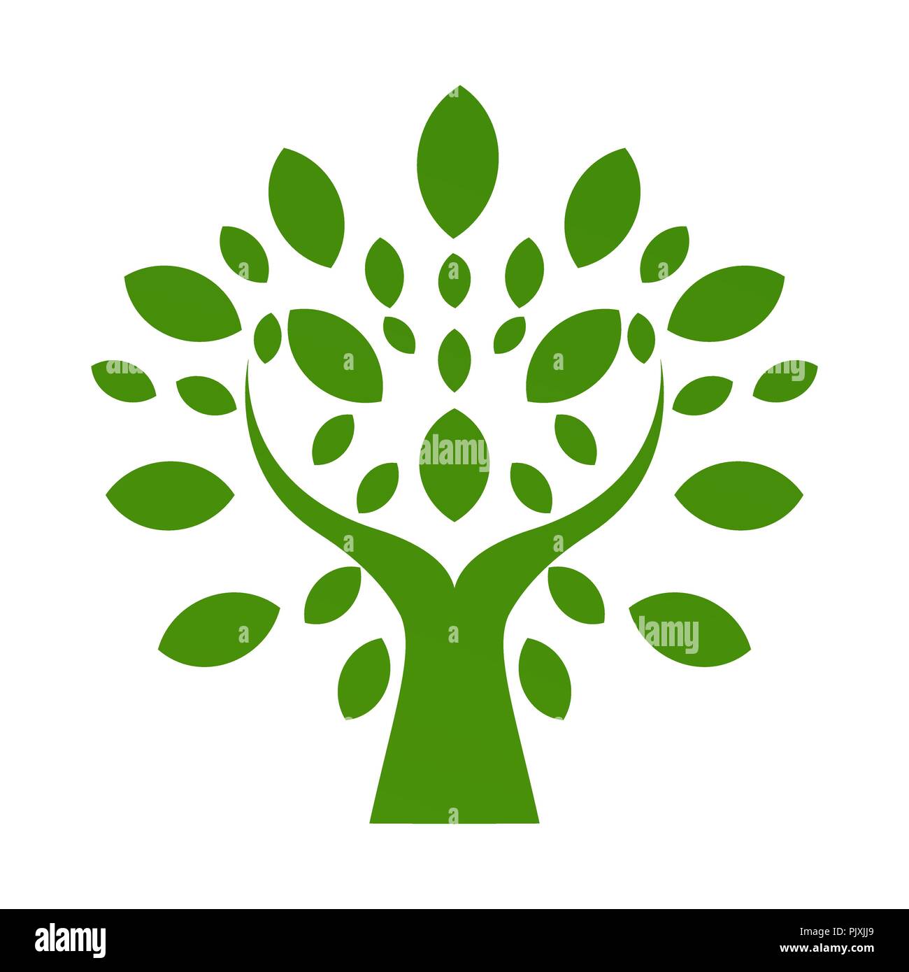 Logo. Leafs dans la main d'un logo. Logo de produits naturels. L'icône de beauté. Logo Spa. Salon de logo. Feuilles vertes logo. Logo de Yoga Illustration de Vecteur