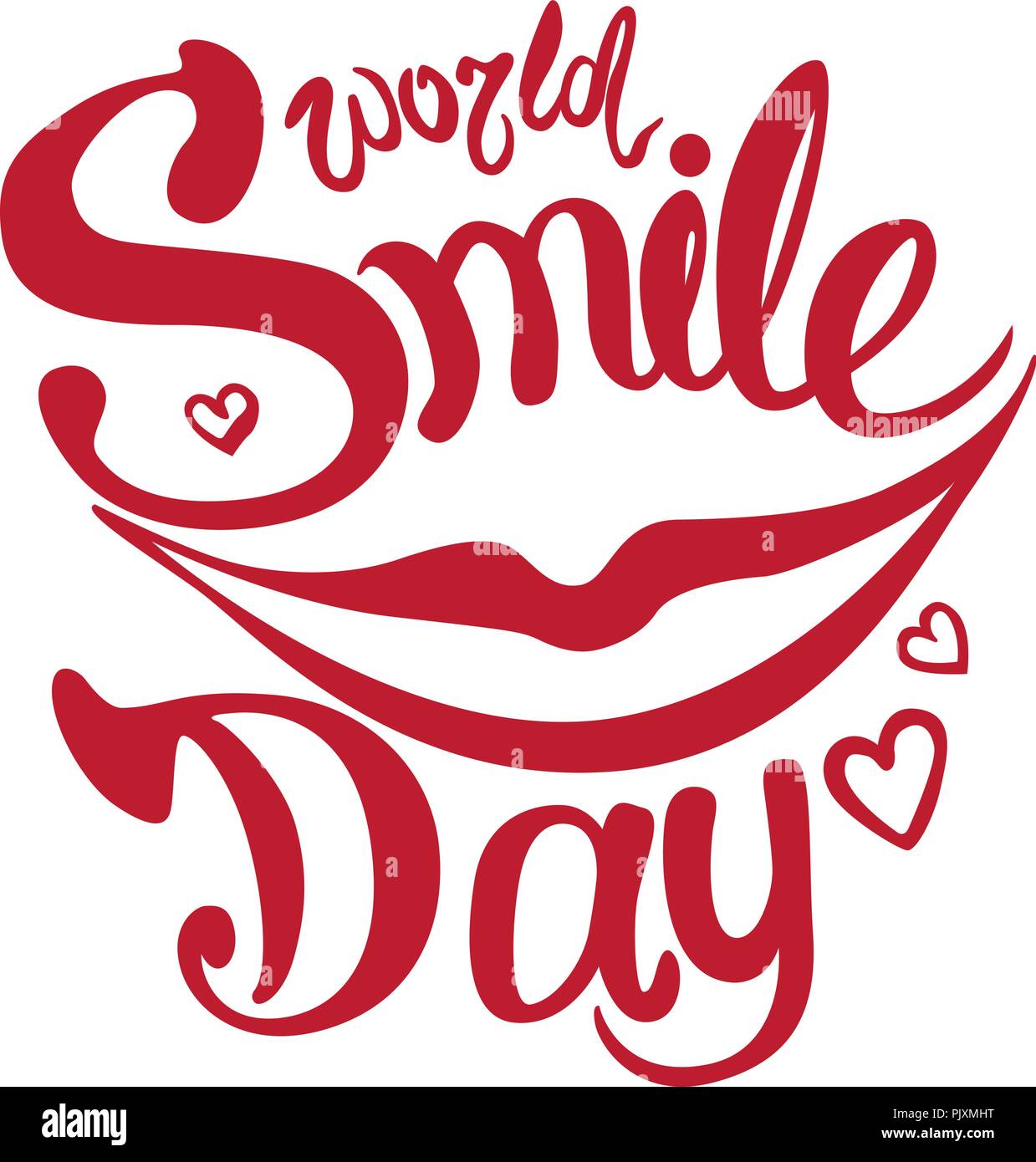 Journée mondiale de sourire. Le lettrage. Sourire tranquille. Vector illustration. Illustration de Vecteur