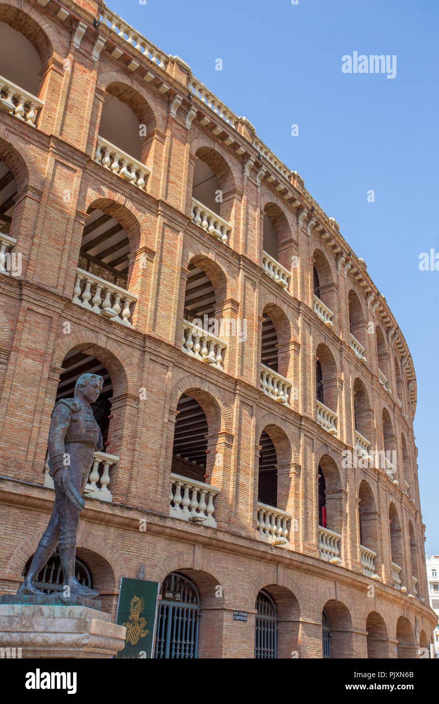 Plaça de bous la grande arène du xixe siècle de la ville de Valence, Communauté Valencienne, Espagne Banque D'Images
