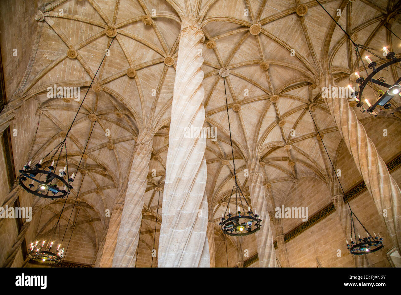 La Lonja de la Seda, un grand hall d'échange mercantile gothique médiévale dans le centre-ville de Valence, Espagne Banque D'Images