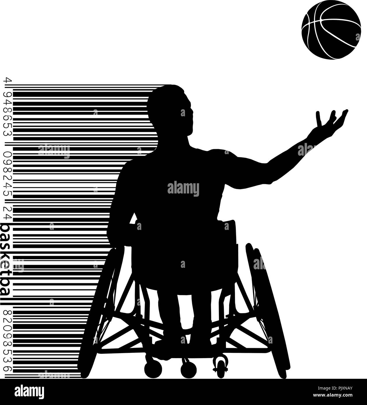 Joueur de basket-ball à mobilité. Le texte sur un calque séparé, la couleur peut être changée en un clic. Vector illustration Illustration de Vecteur