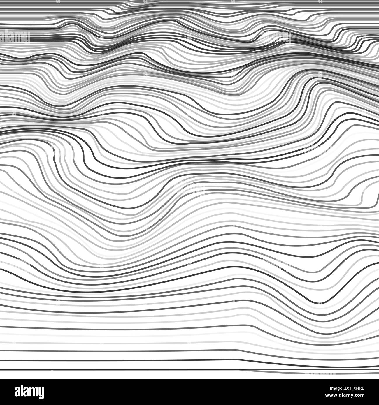 Déformation bande arrière-plan. Texture monochrome ondes déformées. Résumé de la ligne de surface ridée dynamiques. Vector illustration Illustration de Vecteur