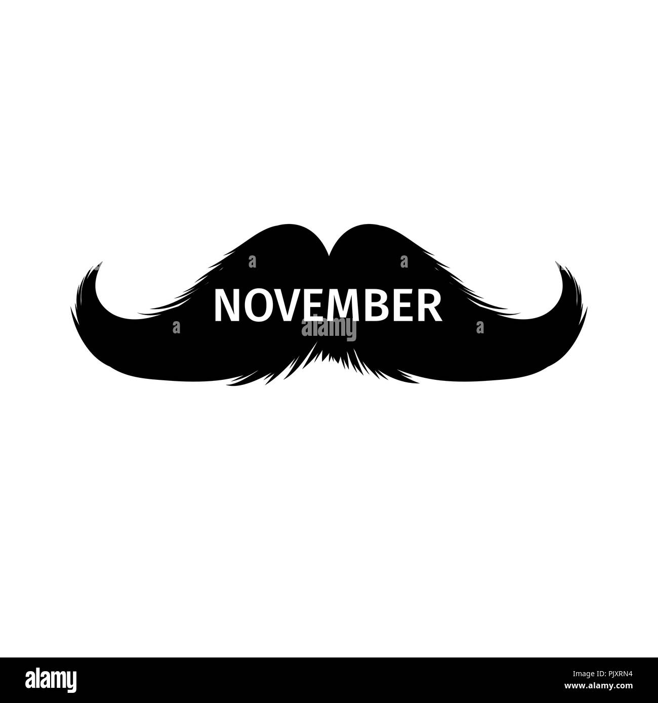 Clipart de moustaches. Silhouette isolée noir et lettrage dessiné à la main avec mot de novembre. Le Cinco de Mayo Coupe Papier Design. Pour Moustache Moustache barbier ou Carnival Illustration de Vecteur