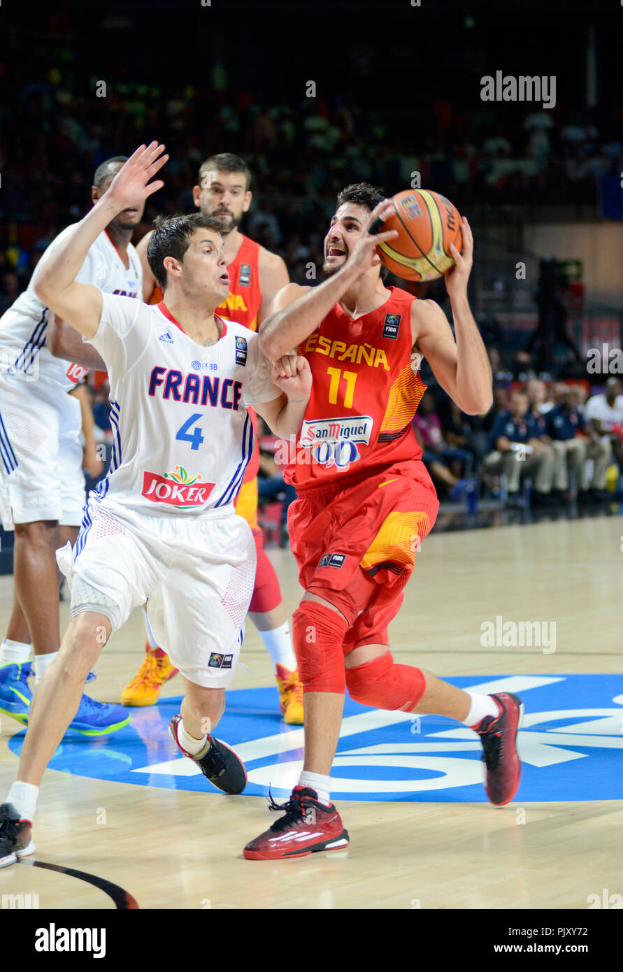 Ricky Rubio (Espagne) contre la France. Coupe du Monde 2014 de basket-ball  Photo Stock - Alamy