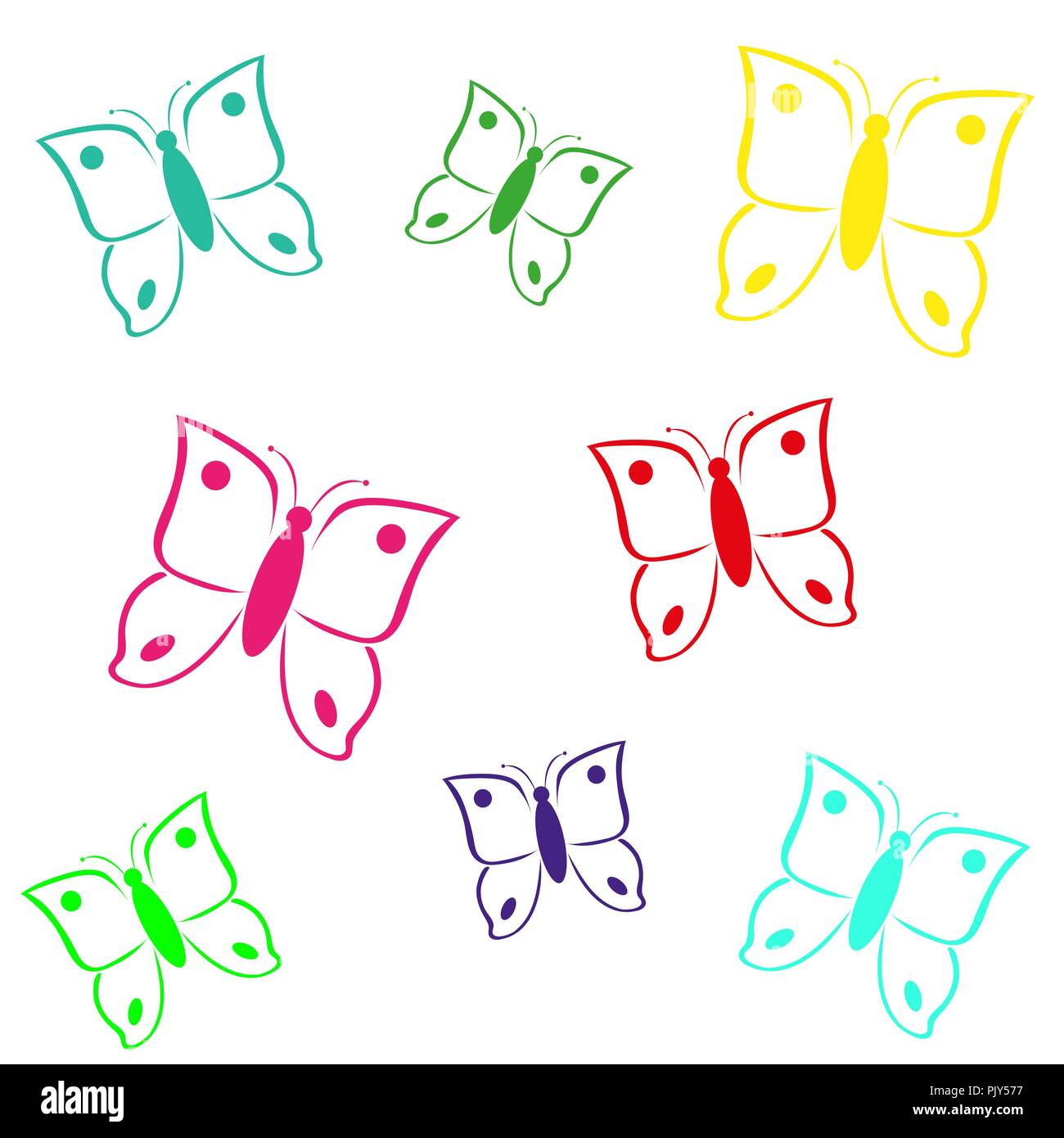 Papillon multicolore sur fond blanc Illustration de Vecteur