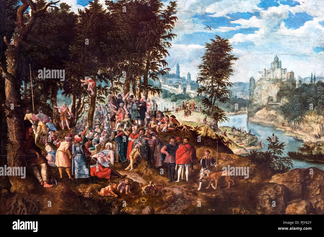 Jean le Baptiste prêche par Pieter Brueghel le Jeune (1564-1638) Banque D'Images