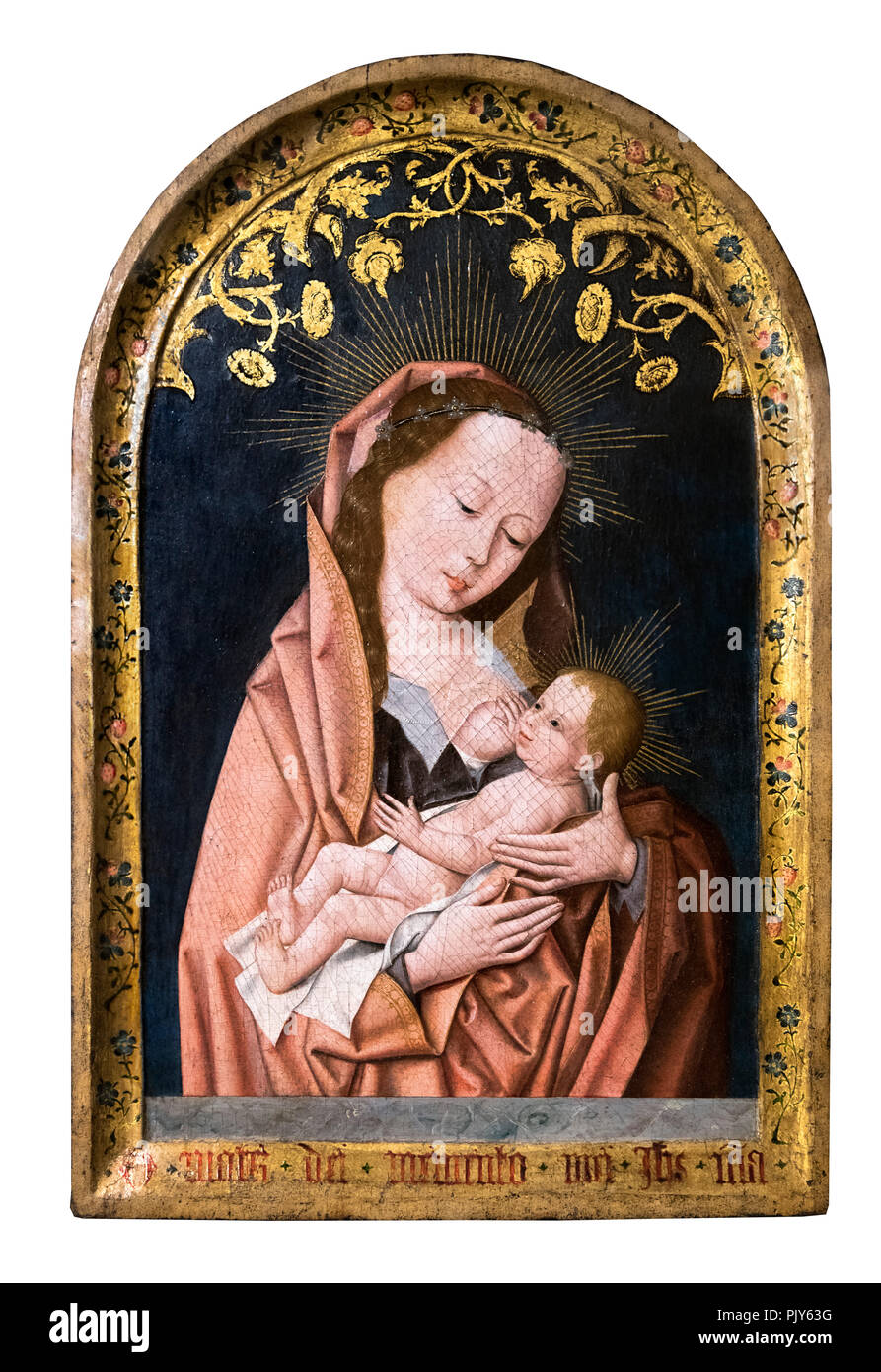 "Vierge allaitant l'enfant' après Rogier van der Weyden (c.1399-1464), huile sur panneau, fin 15thC Banque D'Images