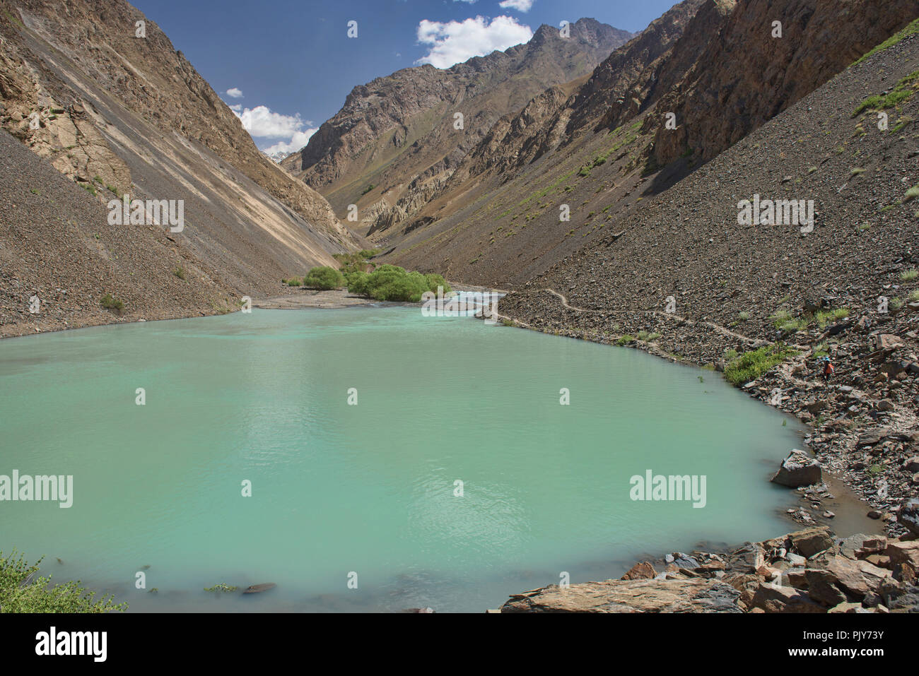 Trekking dans la magnifique vallée de l'Jizeu, Vallée de Bartang, au Tadjikistan. Banque D'Images