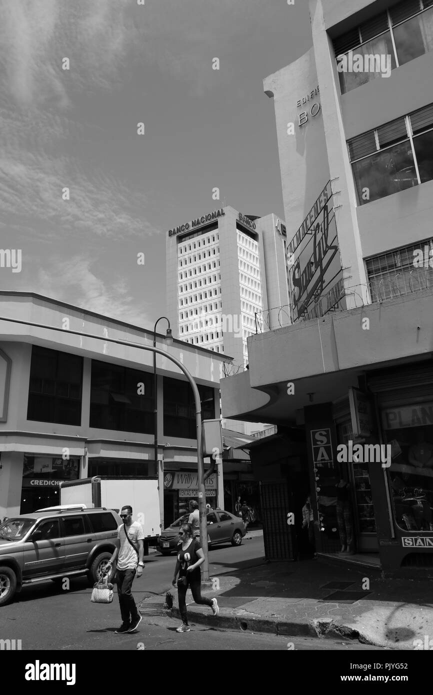 La photographie de rue, noir et blanc, San Jose Costa Rica, Banque D'Images