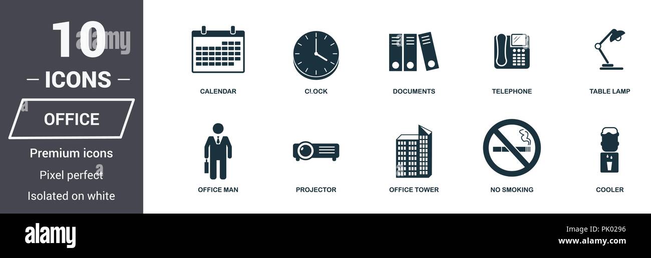 Icônes de bureau. Symbole de qualité Premium collection. Office icon set éléments simples. Prêt à utiliser dans la conception de sites web, applications, logiciels, imprimer Illustration de Vecteur