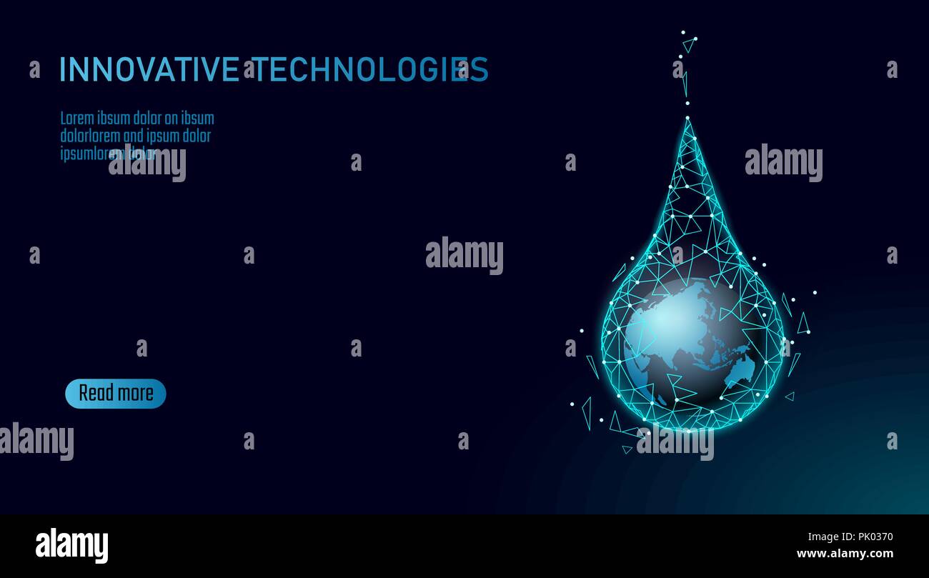 Économiser de l'eau faible concept poly. Planète écologie triangle polygonale Océan mer bannière de sécurité. Goutte d'eau nature environnement global fixe fuite journée mondiale soins vector illustration Illustration de Vecteur