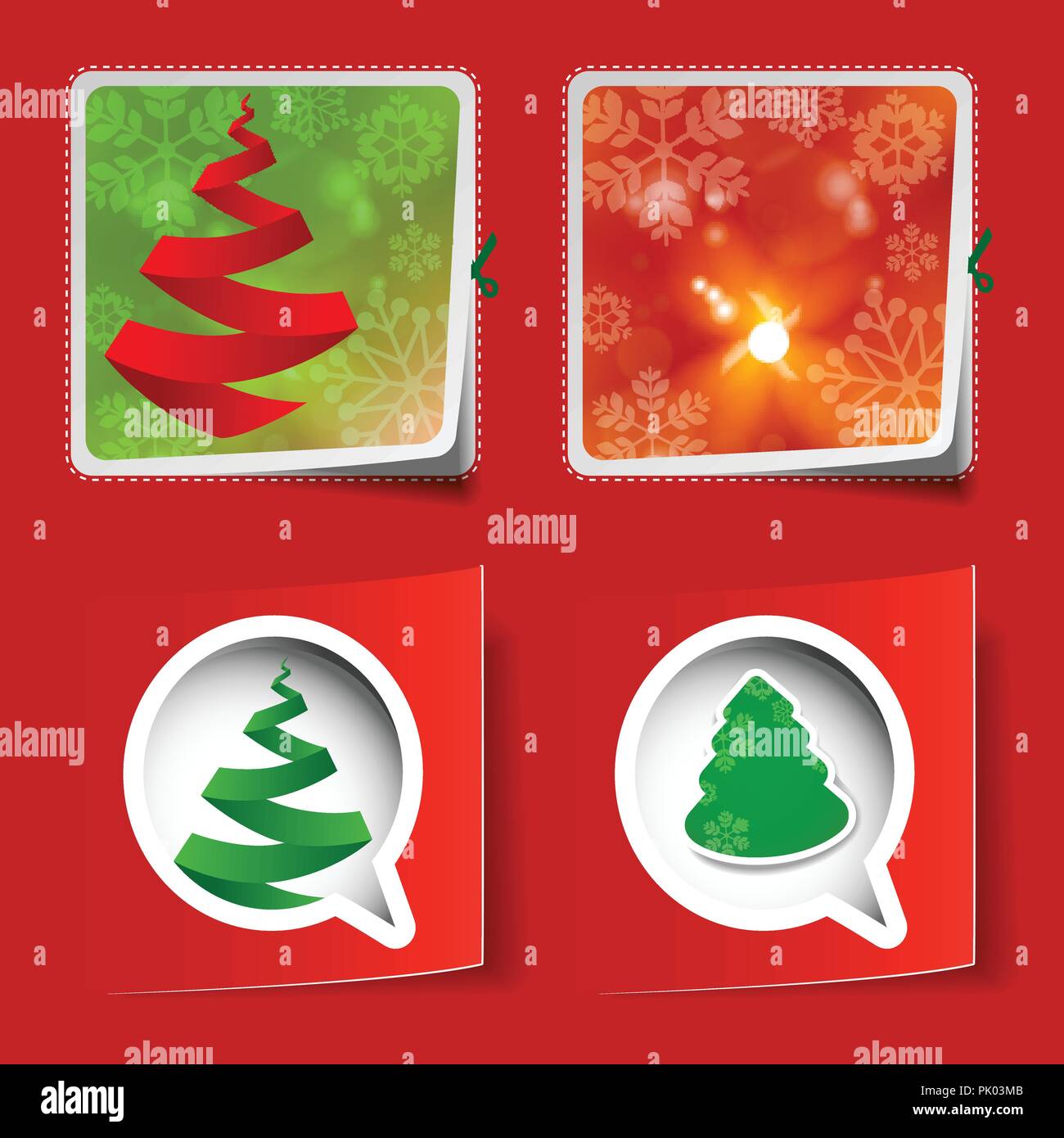 Joyeux Noël - Joyeux Noël et Nouvel An - Résumé Ensemble de quatre coupe papier Étiquettes de Noël - Bulle, d'un insigne, Flyer, couvrir, cartes de Vœux Illustration de Vecteur