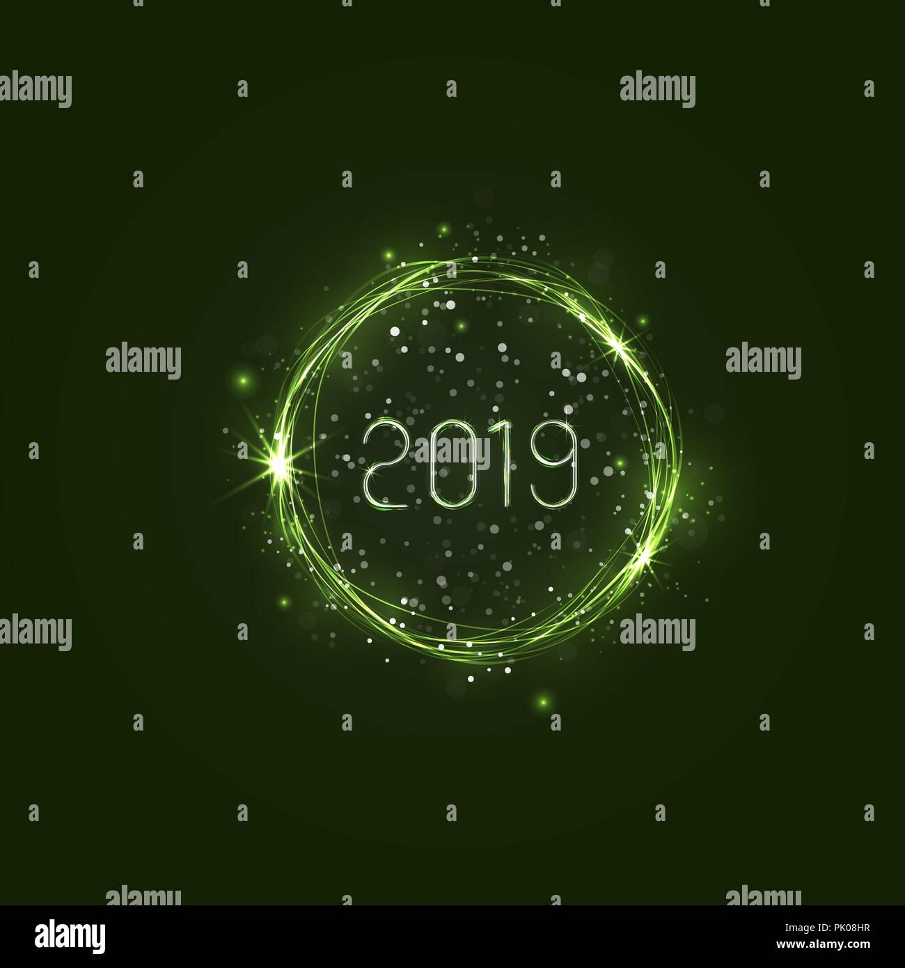 Bonne Année 2019 contexte.Vector illustration pour la maison de design.Partie poster.carte de souhaits,banner ou modèle d'invitation.Abstract burning circle Illustration de Vecteur