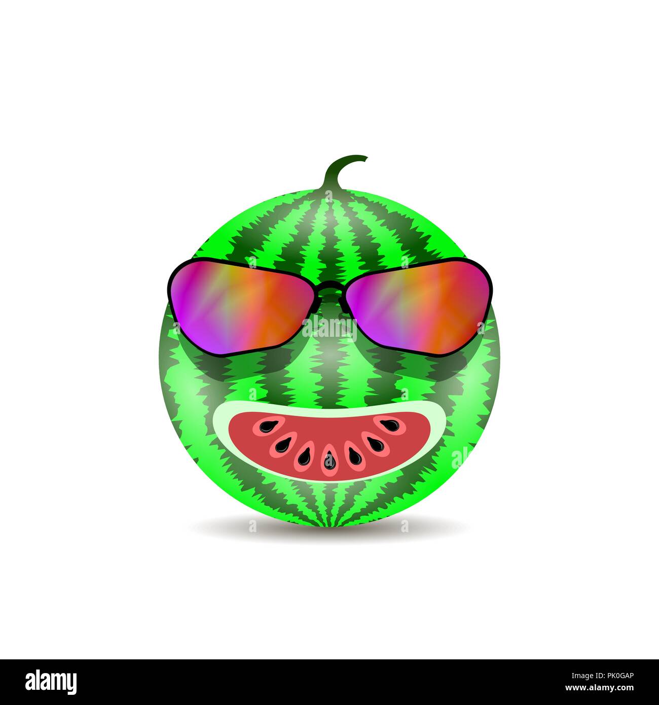 Naturel sucré frais Melon mûr Icône avec des graines noires et lunettes modernes Illustration de Vecteur