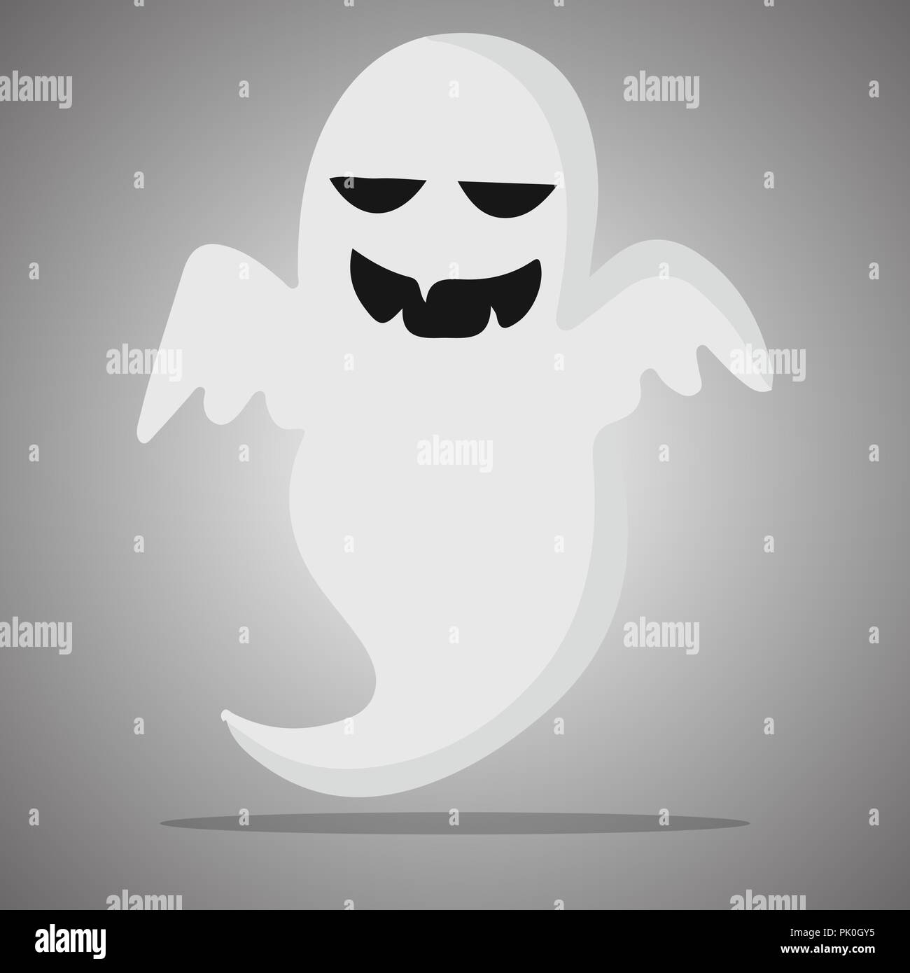 Sourire fantôme Halloween. Vector illustration. Isolé sur fond blanc. Illustration de Vecteur