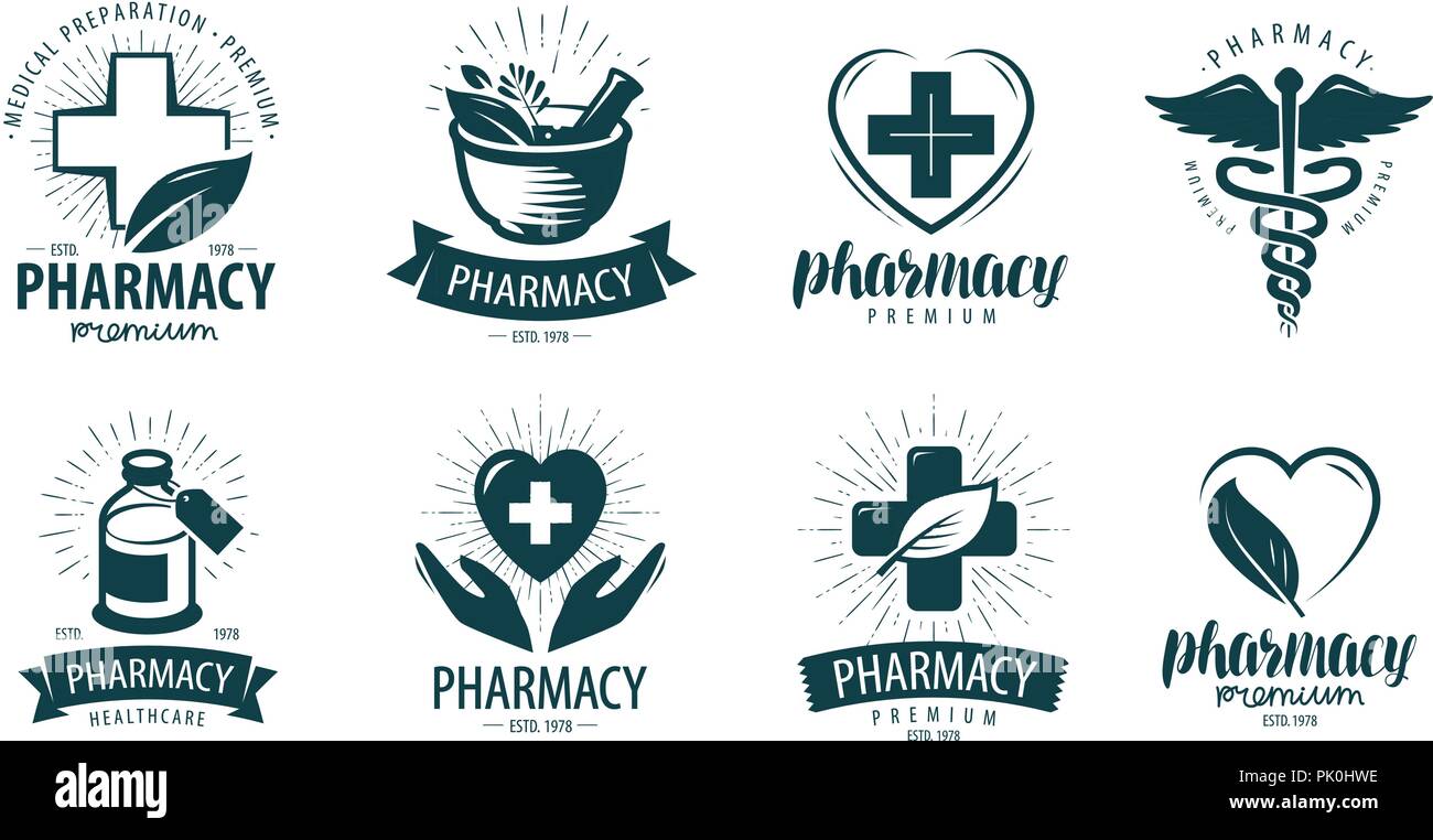 Pharmacie, pharmacie logo ou label. La médecine, symbole de médicaments. Vector illustration Illustration de Vecteur