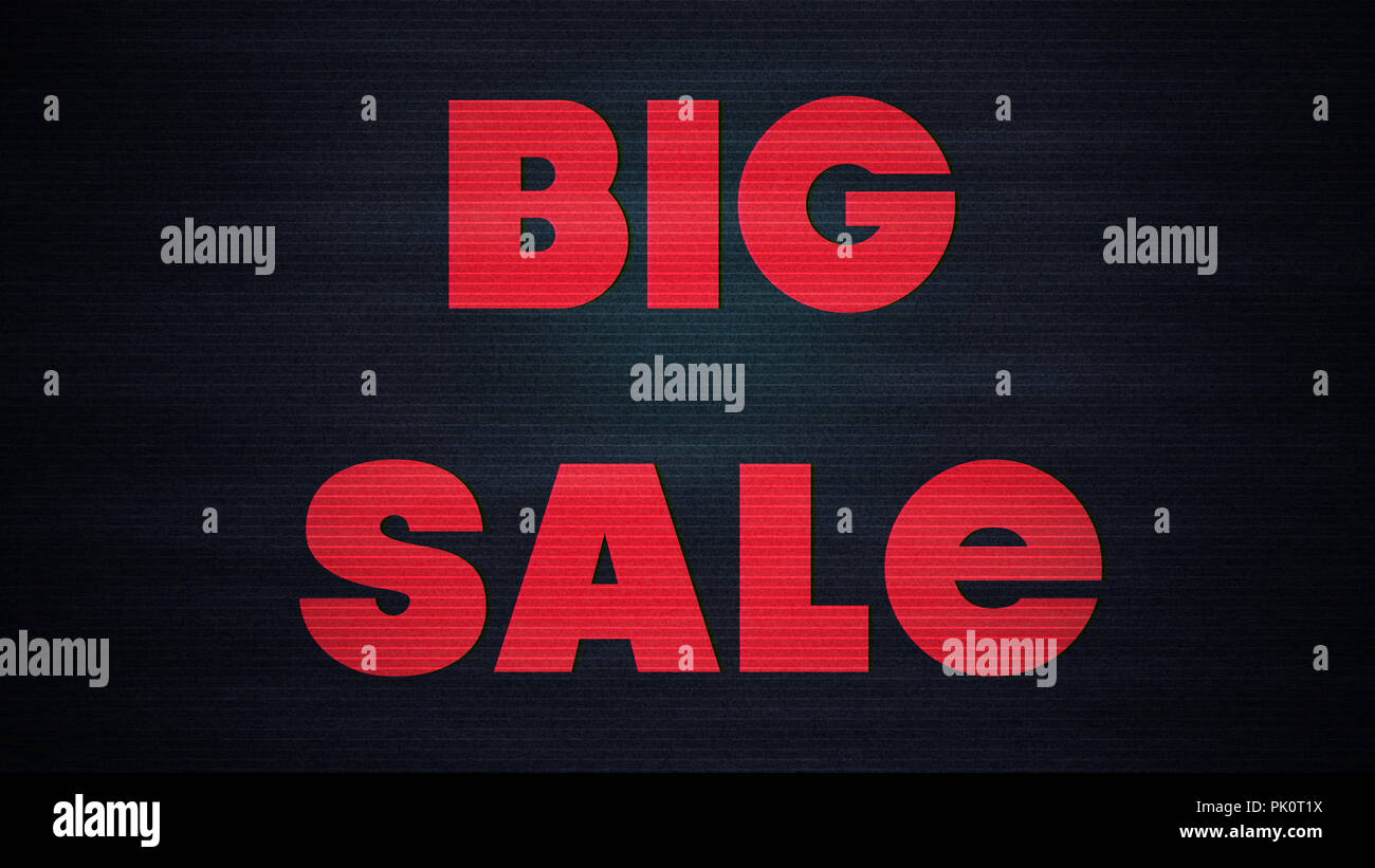 Grosse Vente Texte 3D Design Television écran plat vieux Bruit statique Banque D'Images