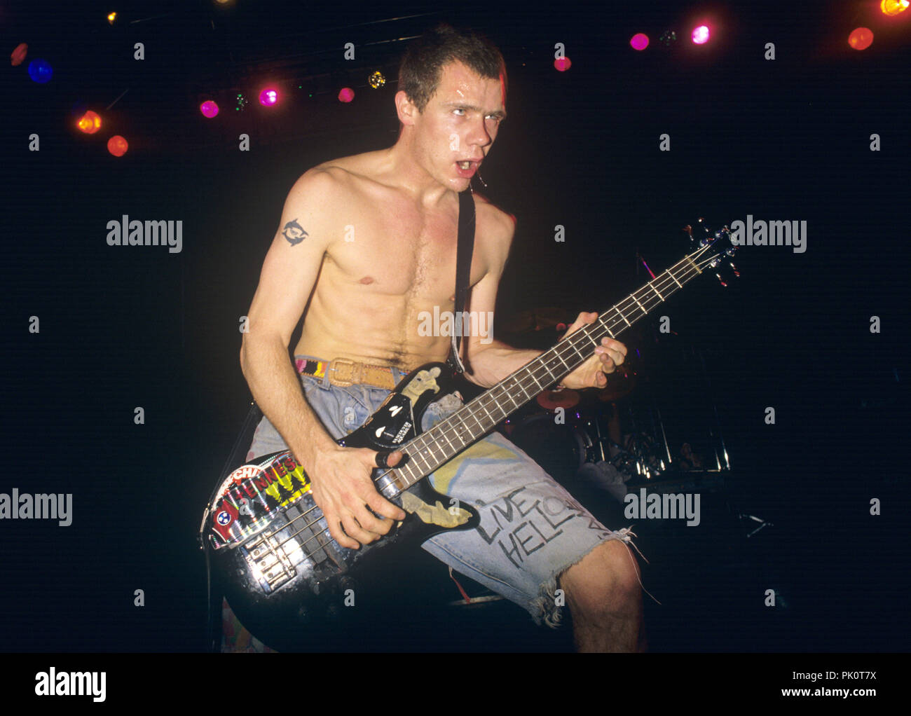 Red Hot Chili Peppers, ici bassiste Michael 'Hunter' Balzary, sur 09.02.1988 à München / Munich. Dans le monde d'utilisation | Banque D'Images