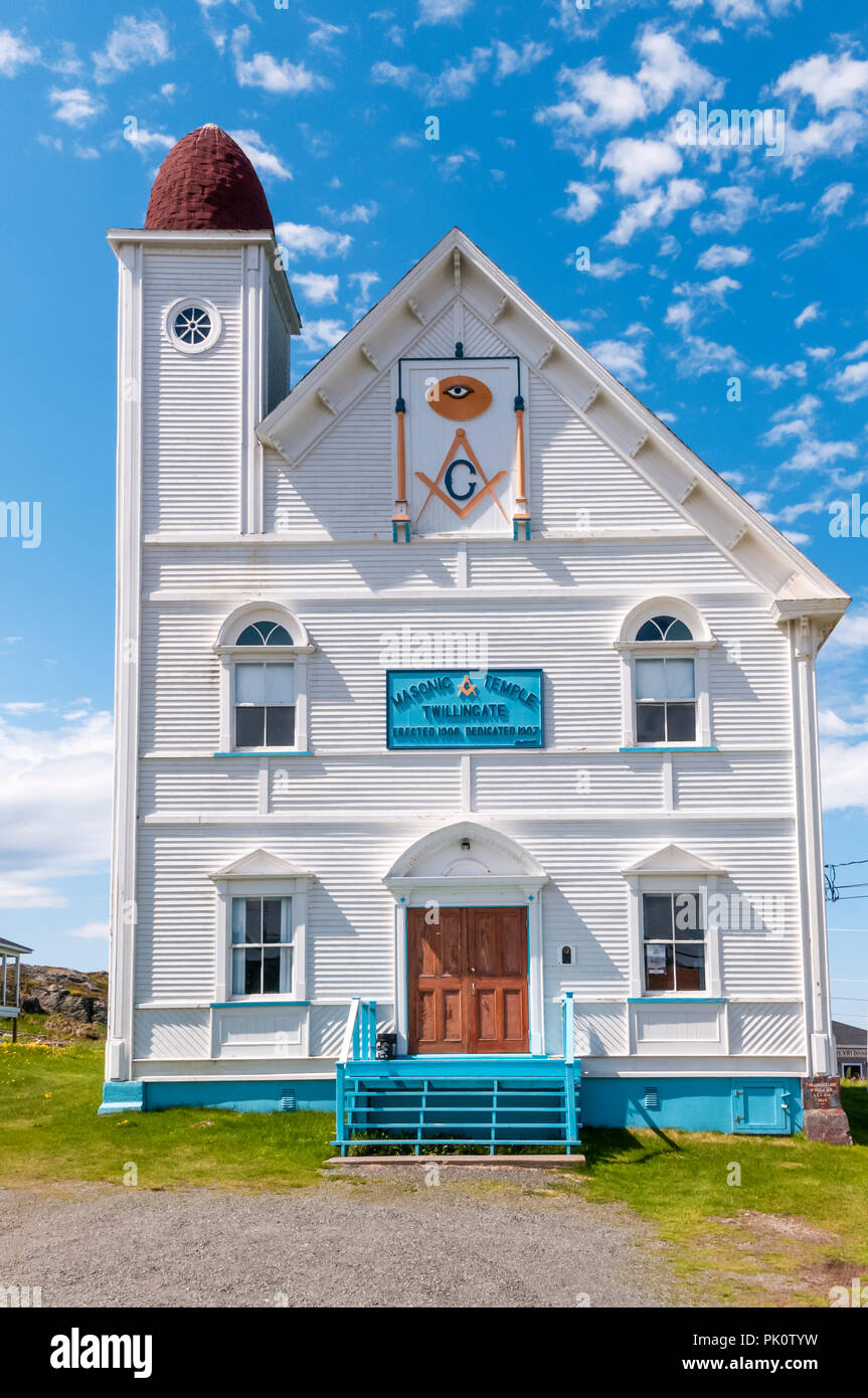 Temple maçonnique de Twillingate, Terre-Neuve. Banque D'Images