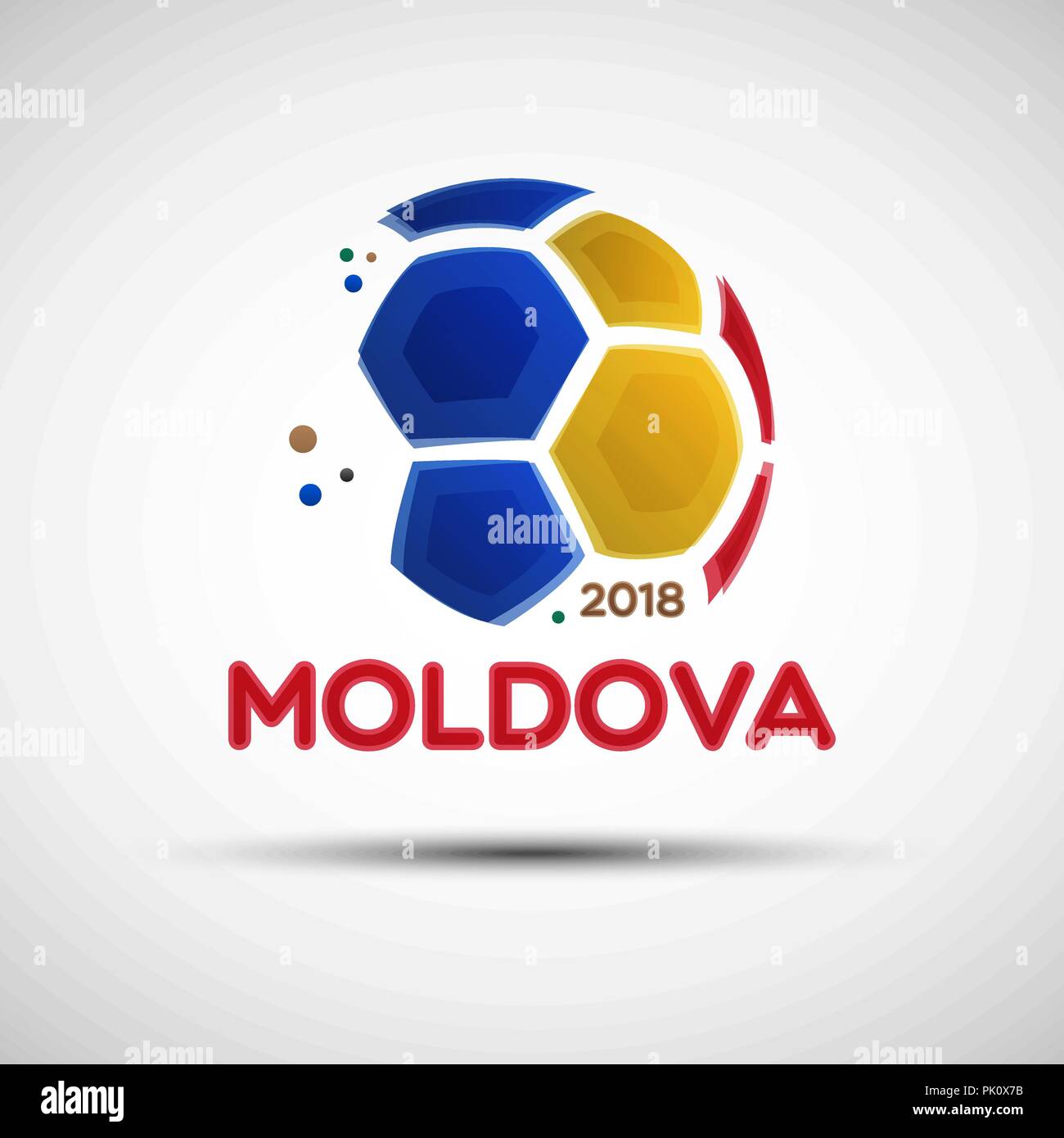 Championnat de Football bannière. Pavillon de la Moldova. Illustration Vecteur de résumé ballon de soccer avec les couleurs du drapeau national de la Moldova pour votre conception Illustration de Vecteur