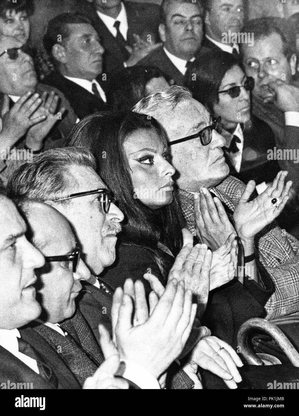 Sophia Loren, Carlo ponti, Vittorio de Sica, Mario Soldati, Pietro Nenni, Rome 1968 Banque D'Images