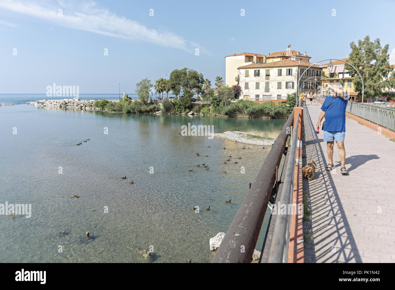 Canne al guinzaglio con il padrone 3 Banque D'Images