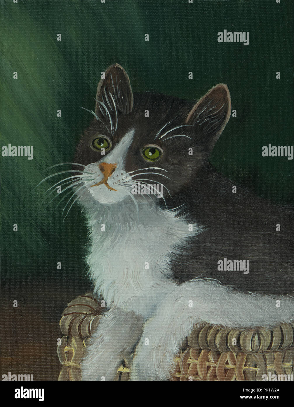 Peinture A L Huile D Un Chat Noir Et Blanc Avec Un Fond Vert Photo Stock Alamy Peinture A L Huile D Un Chat Noir Et Blanc Avec Un Fond Vert Photo Stock Alamy