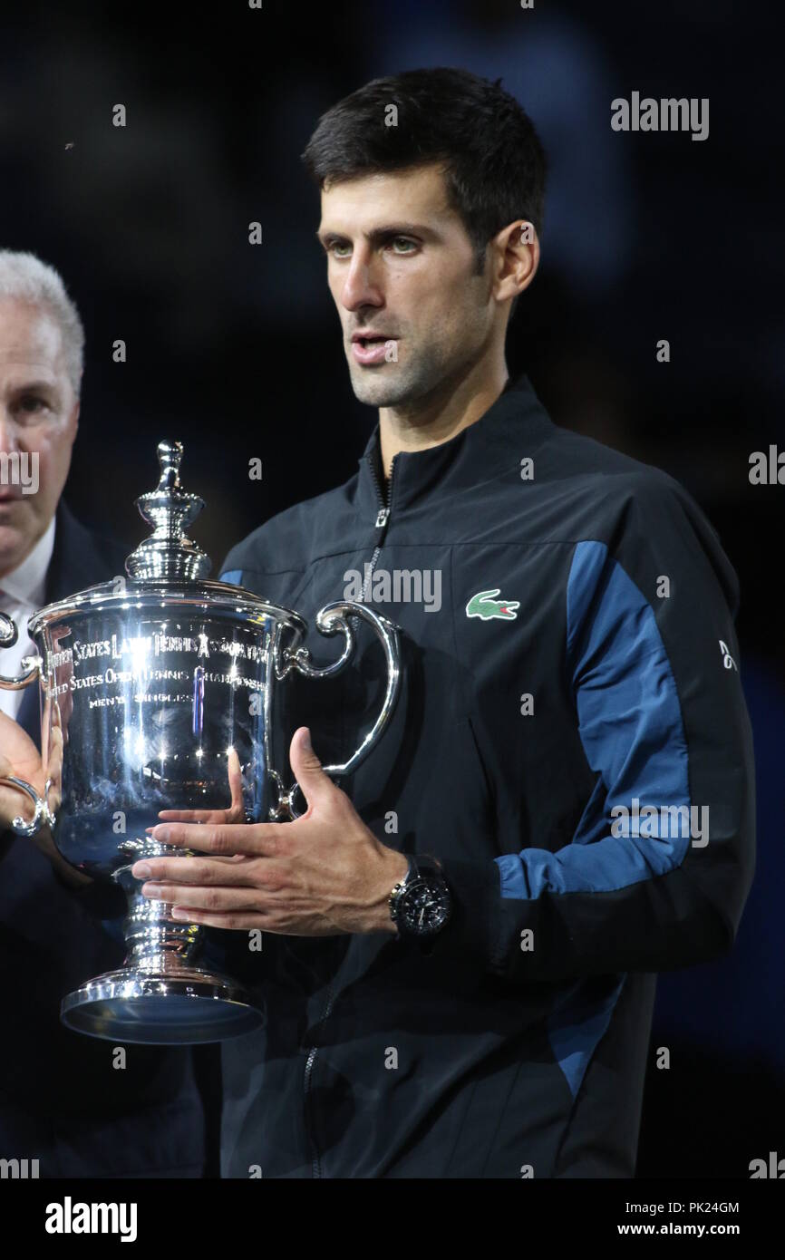 Novak Djokovic US Open Tennis 9-9-2018 Photo de John Barrett/PHOTOlink Banque D'Images