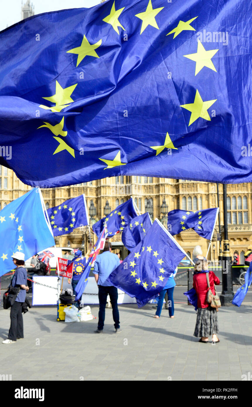 Londres, 10 sept. Steve Bray et ses collègues manifestants anti-Brexit continue leur manifestation silencieuse devant les Chambres du Parlement en tant que députés de discuter de l'Europe dans la chambre Crédit : PjrFoto/Alamy Live News Banque D'Images