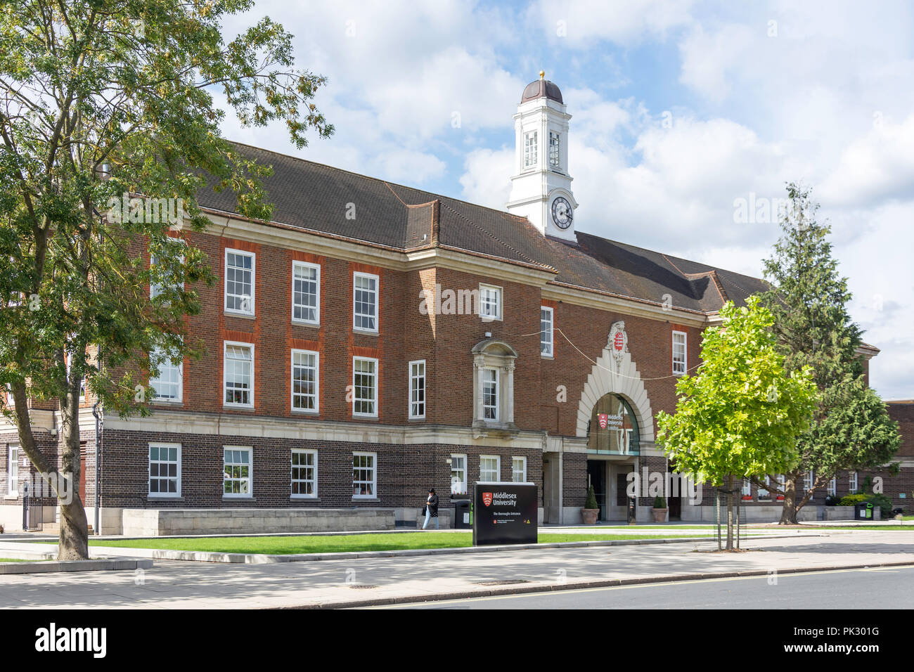 Le bâtiment du collège, l'Université de Middlesex à Londres, le Burroughs, Hendon, Région de Barnet, Greater London, Angleterre, Royaume-Uni Banque D'Images