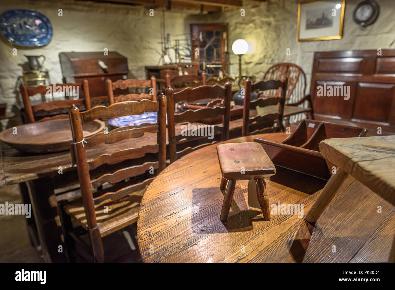 Maison à vendre à la chambre d'un ancien bâtiment en pierre dans le Yorkshire. Banque D'Images
