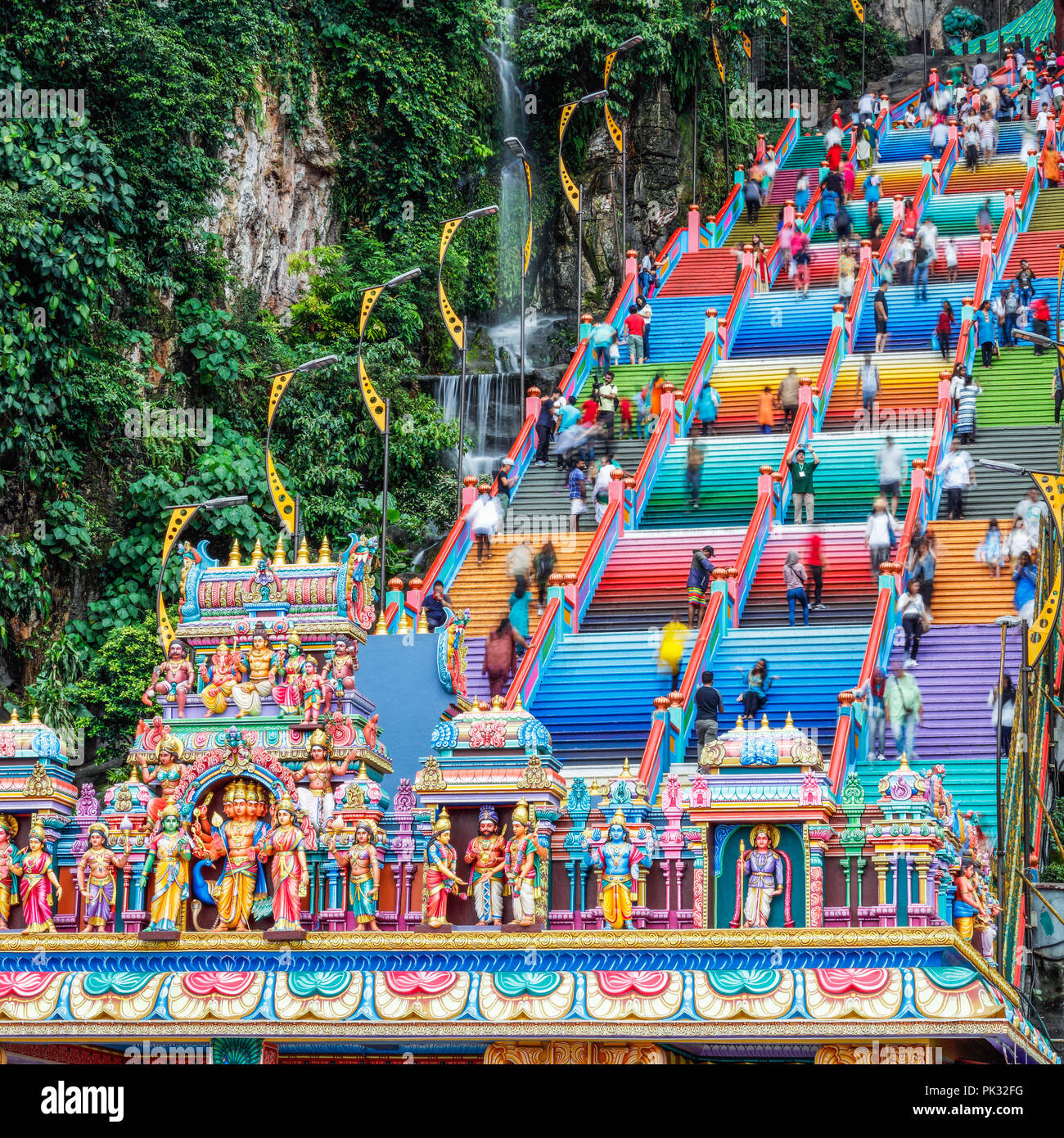 Les étapes à Batu Caves temple indien, Kuala Lumpur, Malaisie. Banque D'Images