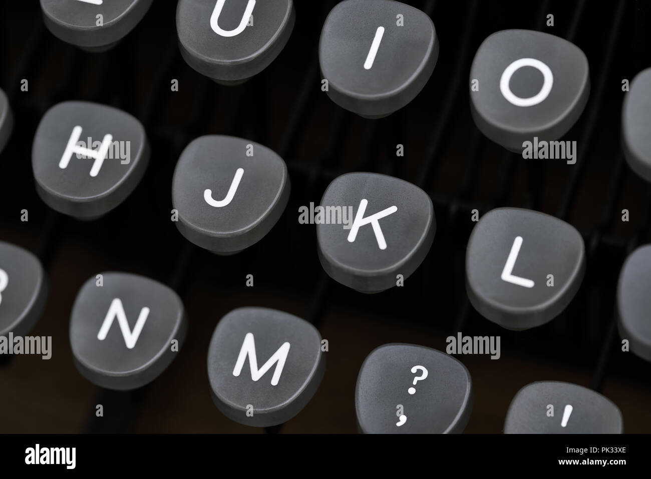 Machine à écrire rétro en studio. Macro close up. Banque D'Images