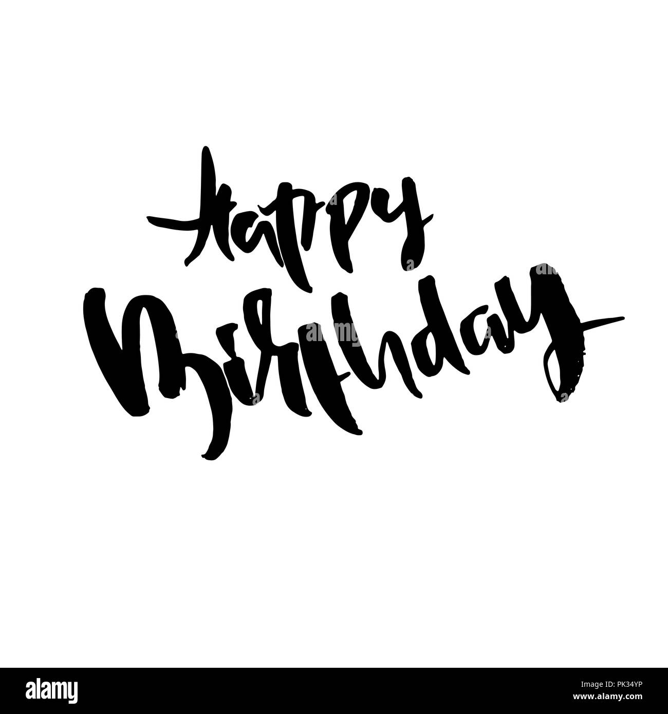 Happy Birthday Calligraphy Poster Design Banque D Images Noir Et Blanc Alamy
