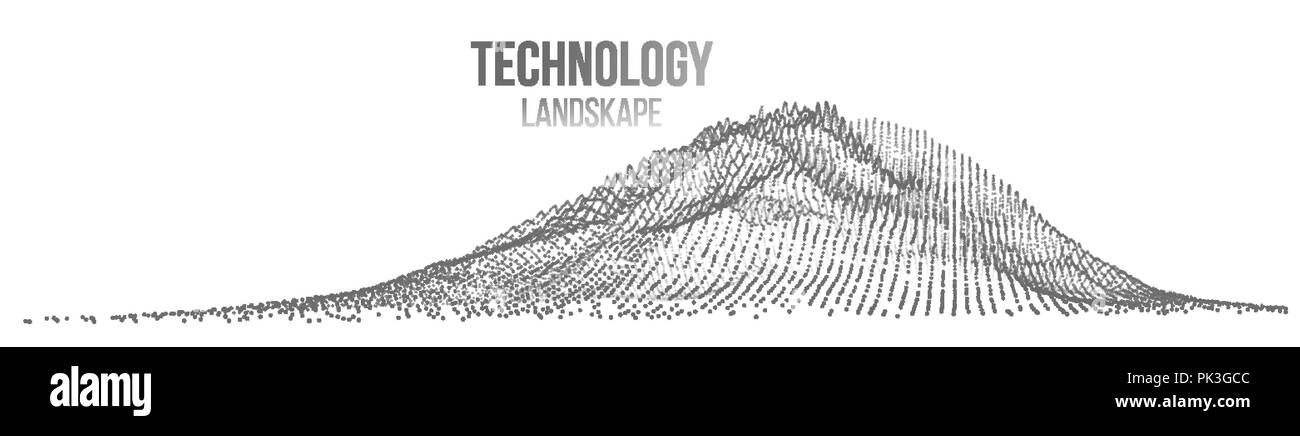 Abstract Vector Background paysage numérique. Wireframe dots. Information de l'énergie. Illustration de la technologie Illustration de Vecteur