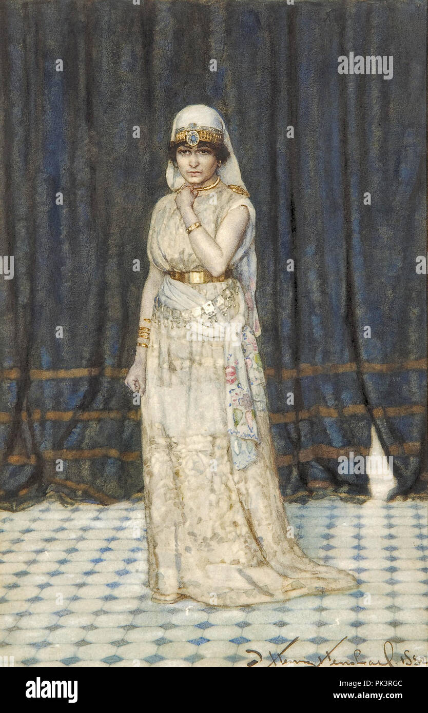 Henshall John Henry - Portrait d'une jeune femme en tenue d'orientalistes Banque D'Images