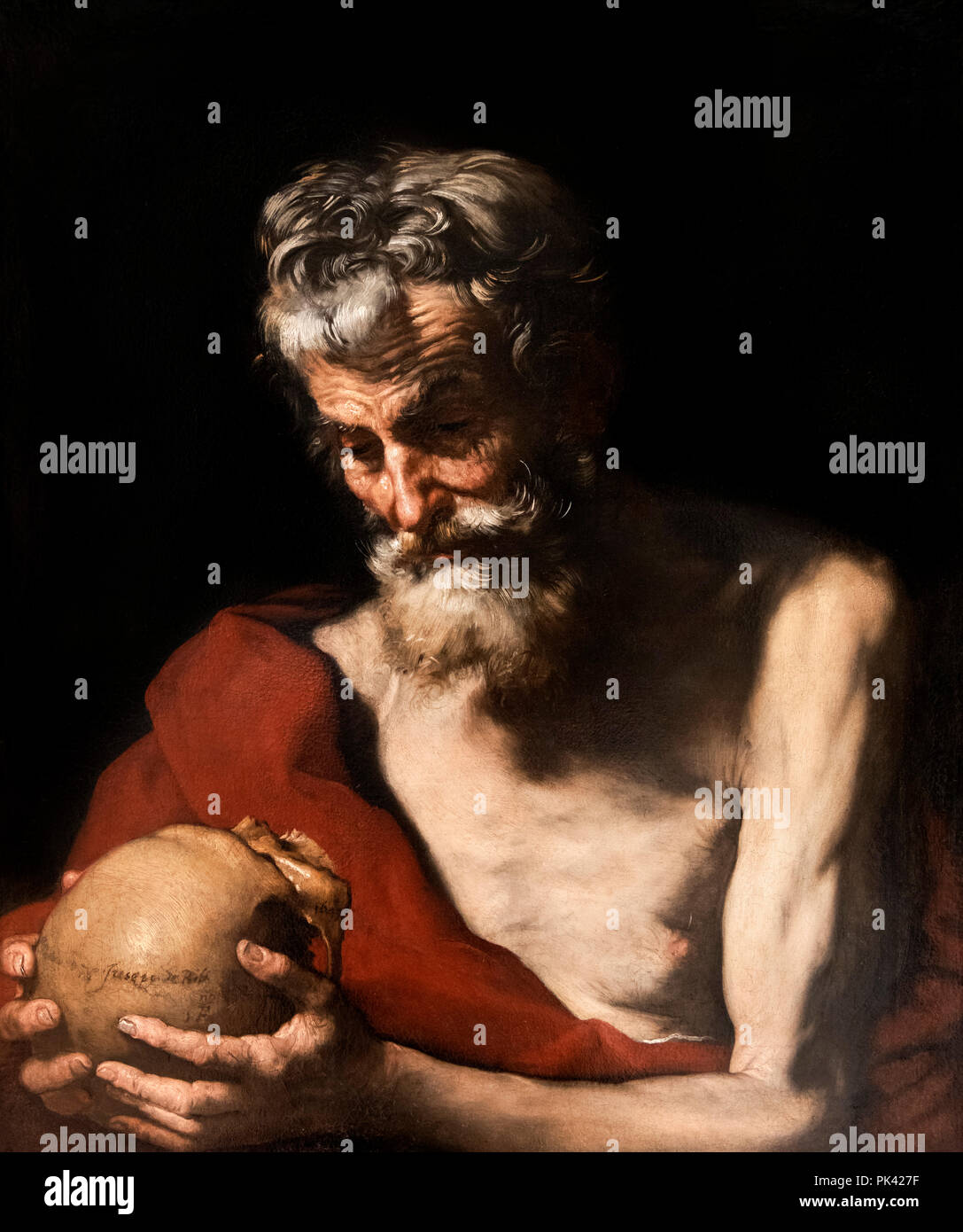 Saint Jérôme par Jusepe DE RIBERA (José de Ribera c.1588/91- 1652/6), huile sur toile, 1643. Banque D'Images