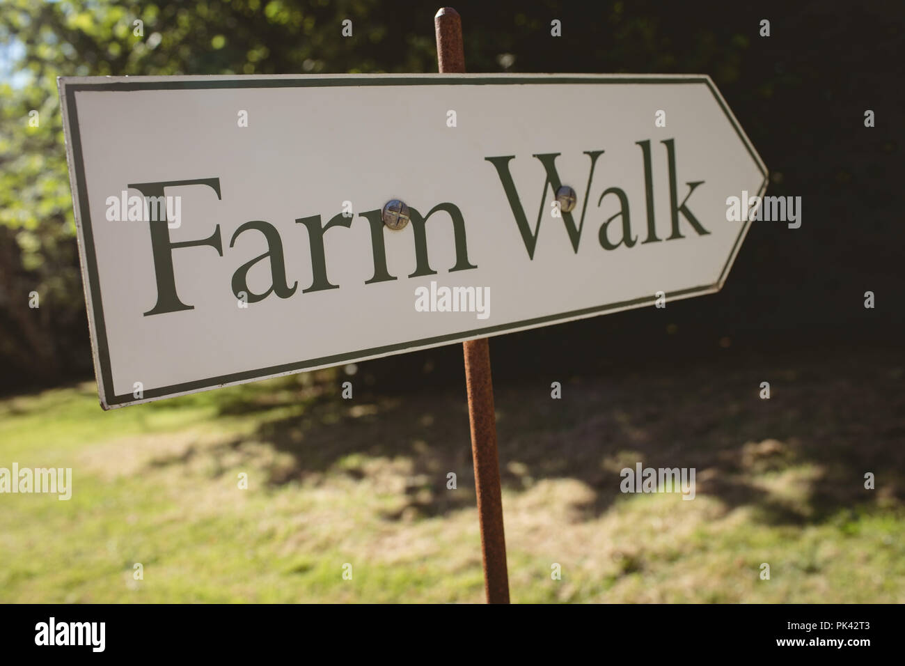 Pancarte dans la ferme Banque D'Images