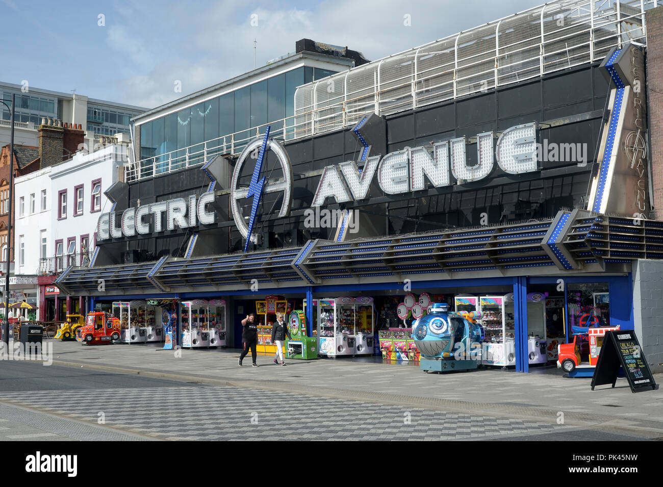 Amusements arcades Southend 0n Sea front de mer sous la menace si le gouvernement jette 1 et 2p coins Banque D'Images