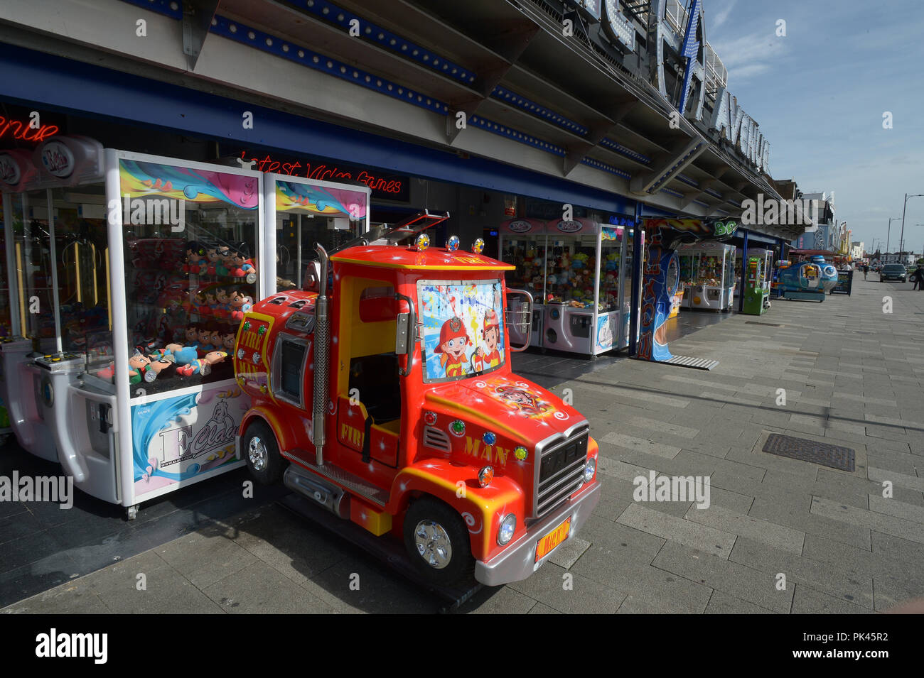 Amusements arcades Southend 0n Sea front de mer sous la menace si le gouvernement jette 1 et 2p coins Banque D'Images