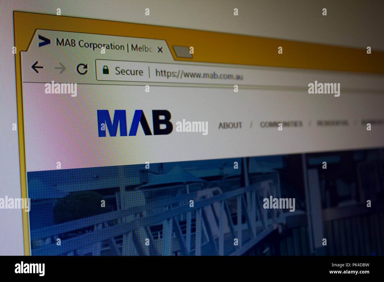 Le développement de la propriété d'accueil du site Web du MAB Banque D'Images