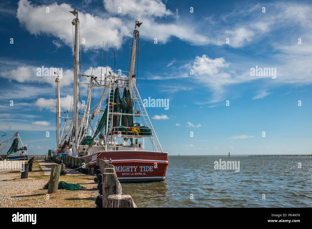 Shrimpboat au port de Palacios, la Côte du Golfe, Texas, États-Unis Banque D'Images