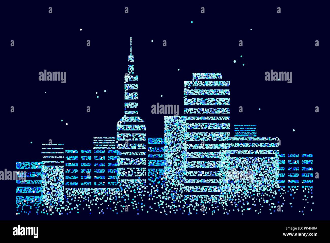 3D Smart city repéré des points. Système d'automatisation du bâtiment intelligent concept d'entreprise. En ligne web code binaire de l'ordinateur. La technologie de l'architecture de paysage urbain bannière croquis vector illustration Illustration de Vecteur