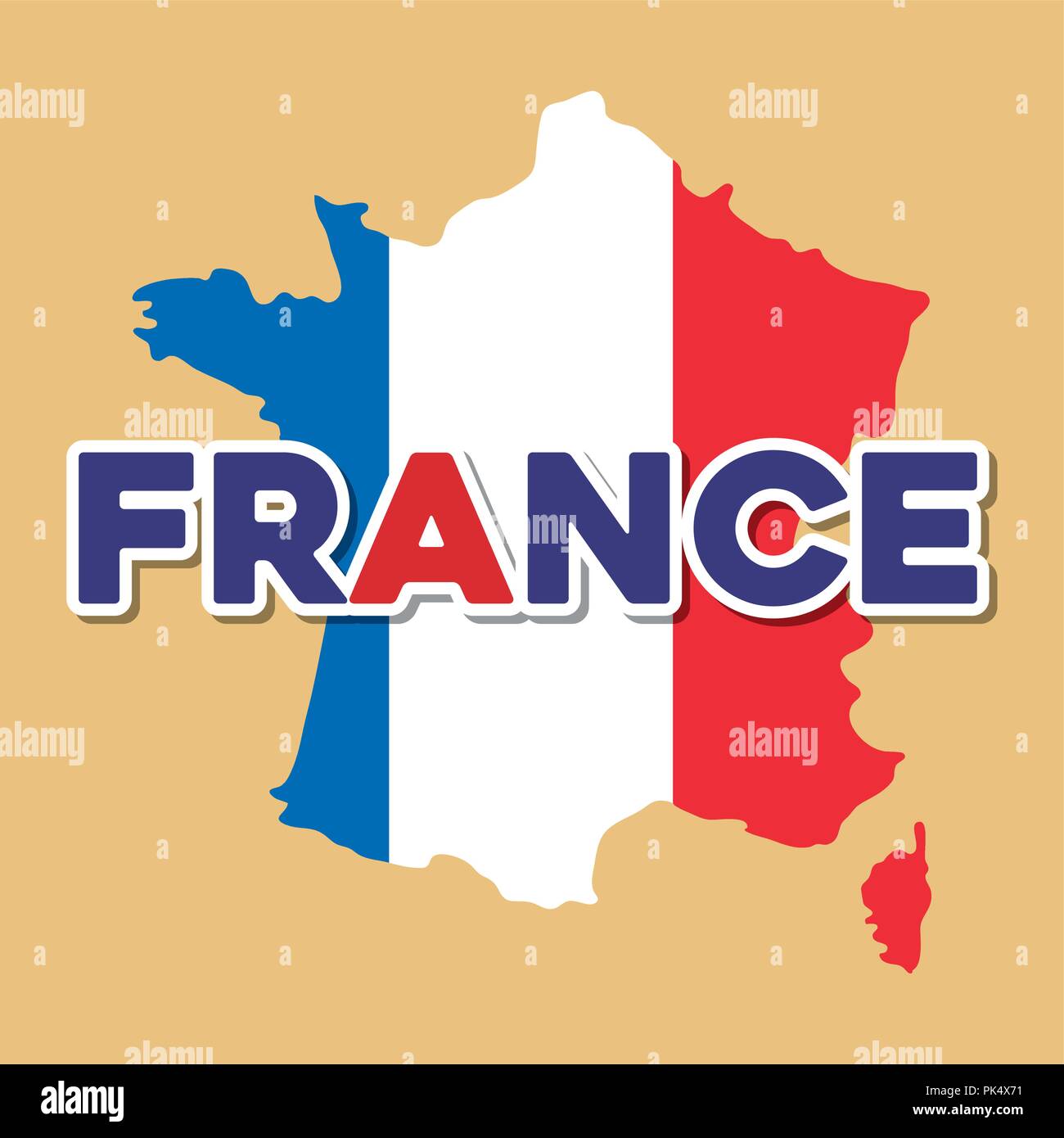 Carte de France culture avec un drapeau et map vector illustration
