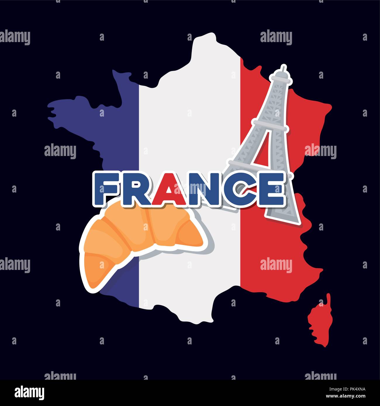 Carte de France culture avec un drapeau et map vector illustration