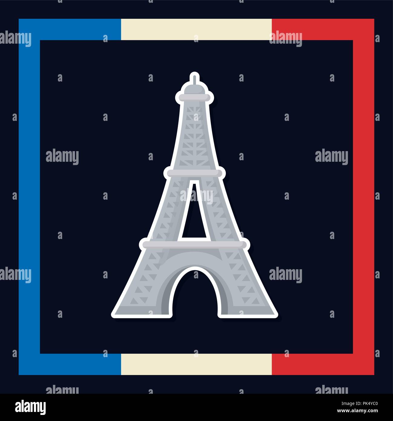 Carte de France culture avec le drapeau de la tour eiffel et vector