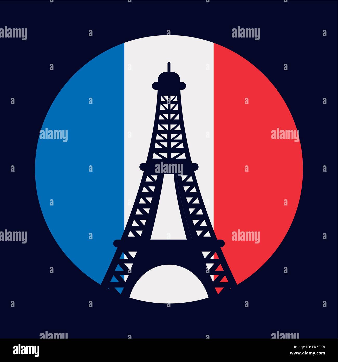 Carte de France culture avec le drapeau de la tour eiffel et vector