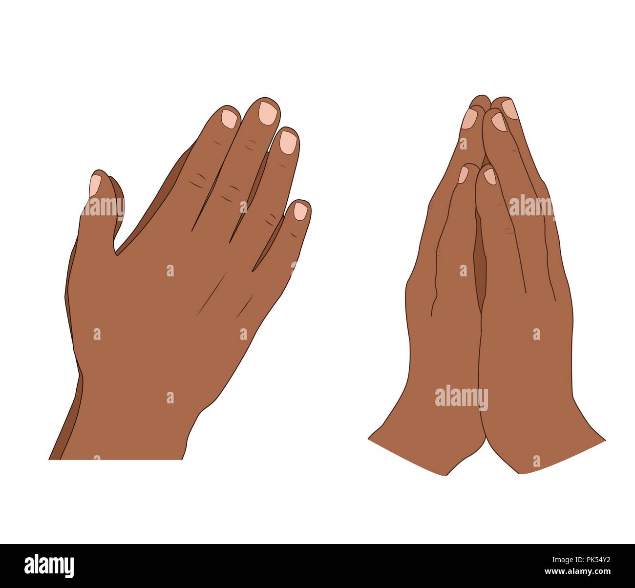 Les mains jointes en prière. Situé à l'avant et sur le côté. Vector illustration Illustration de Vecteur