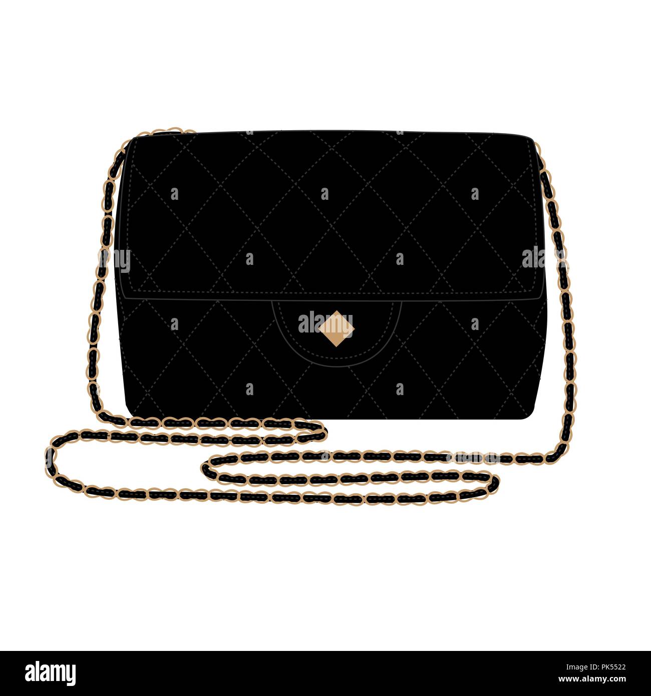 L'illustration de mode avec sac à main noir quilt. Sac Chanel vector illustration Illustration de Vecteur